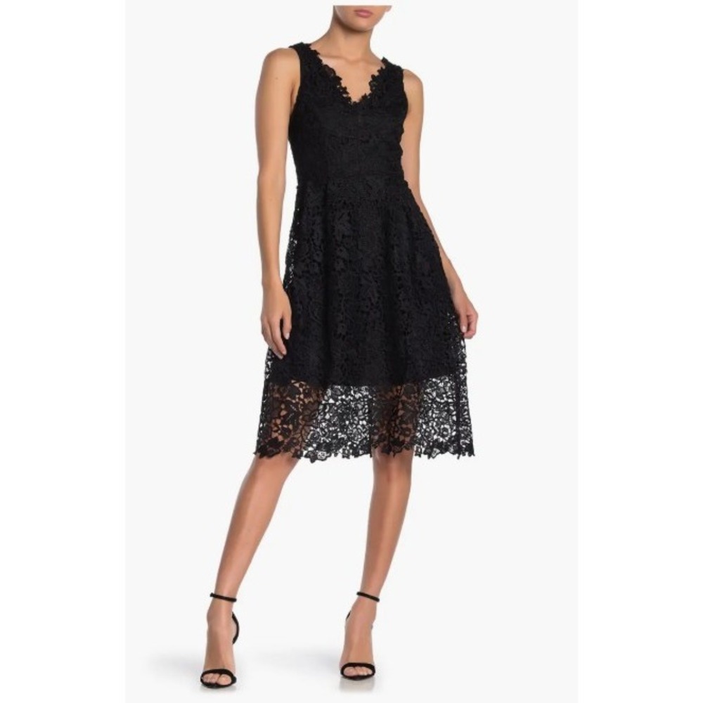 ASTR the Label V Neck Black Lace Midi Dress XL